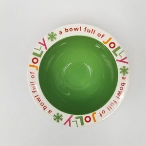 Hallmark Christmas Cereal Ice Cream Bowl Full of Jolly Red Green 6" Holiday